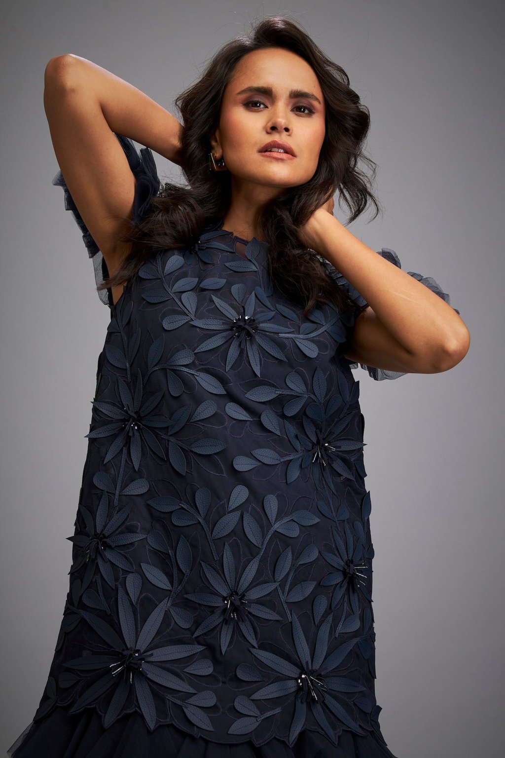 Short Floral Appliqu� Dress