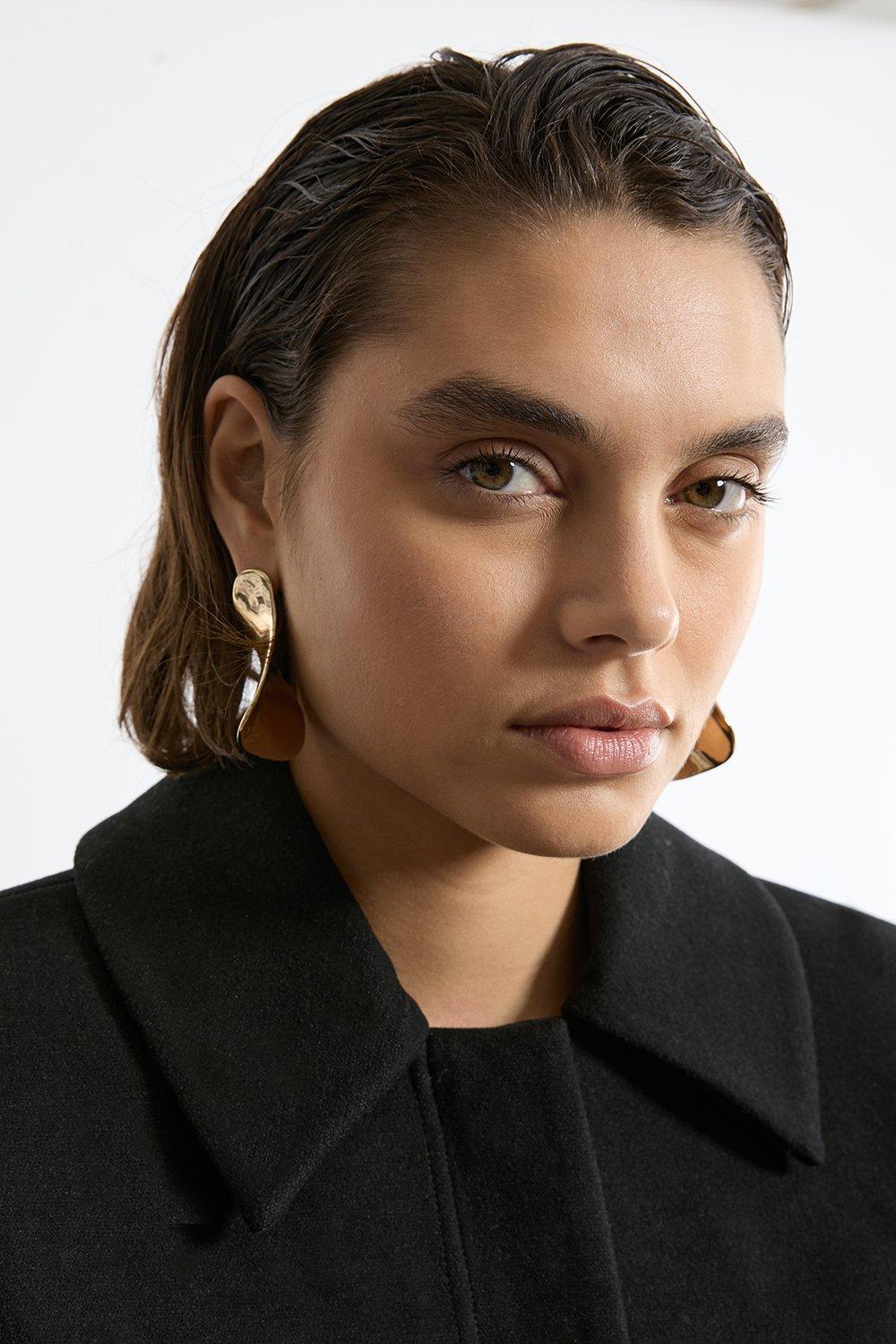 Brushed Cropped Collared Trench Jacket