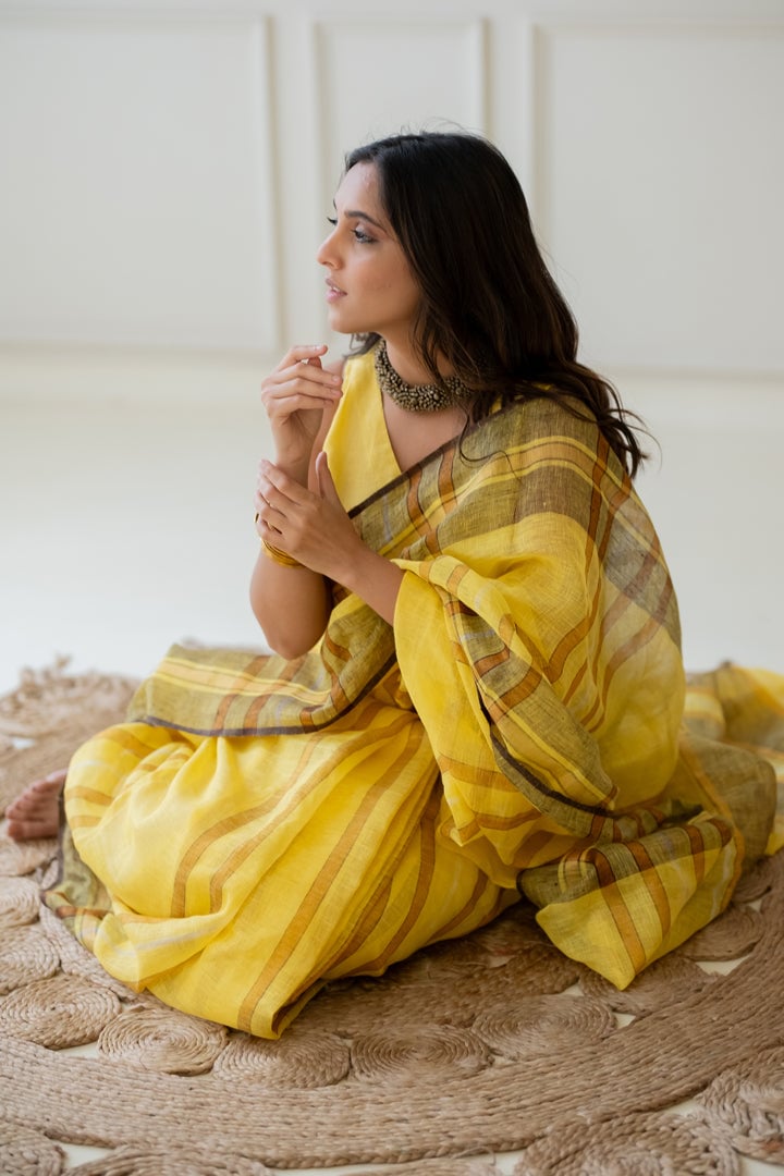 Marigold Linen Saree