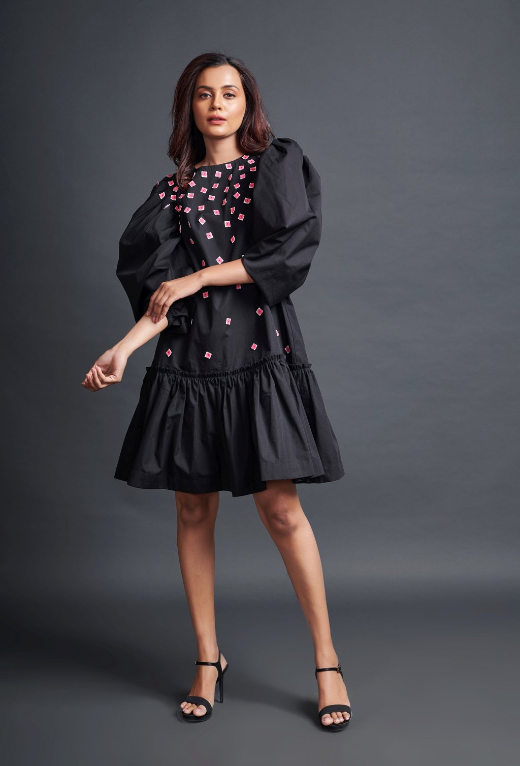 Short Backless Dress with Embroidery