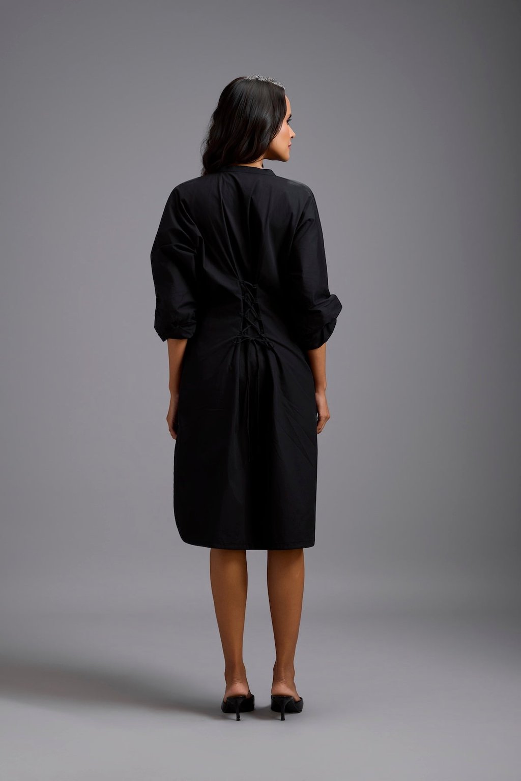 Ruched Button-Down Shirt Dress