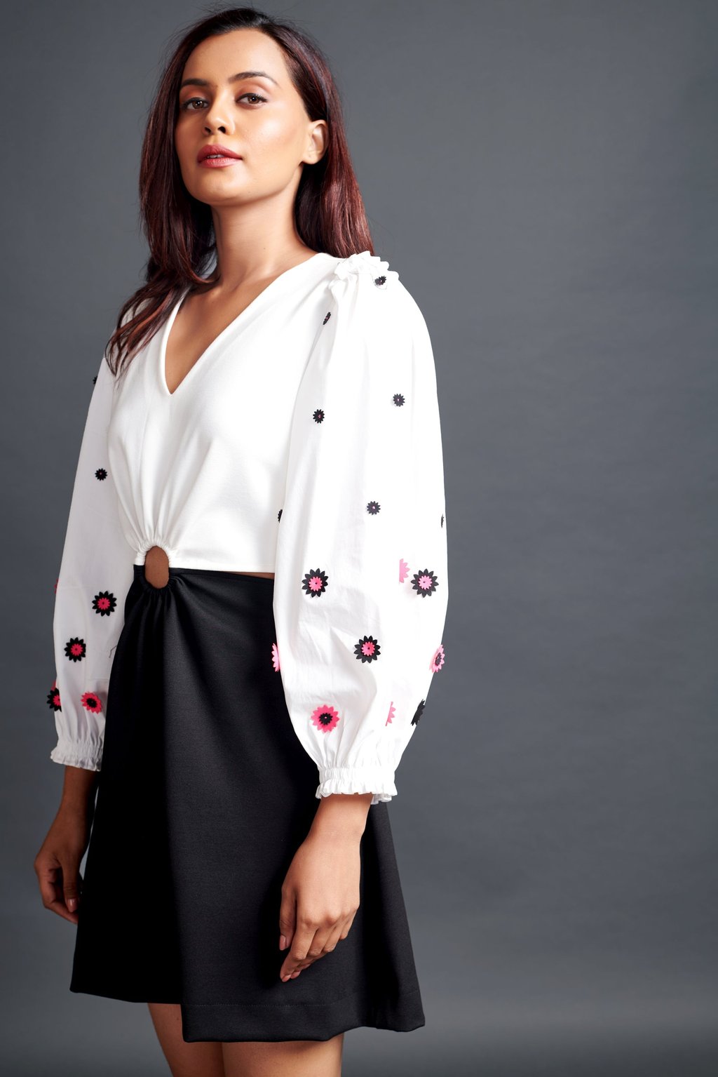 Cut Out Dress with Embroidery