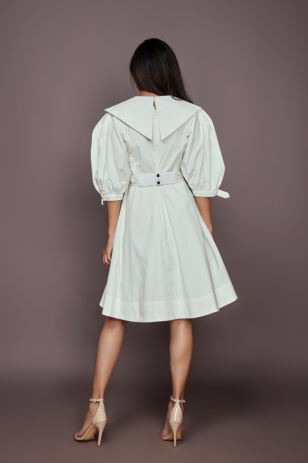 Dress with Attached Collar and Belt
