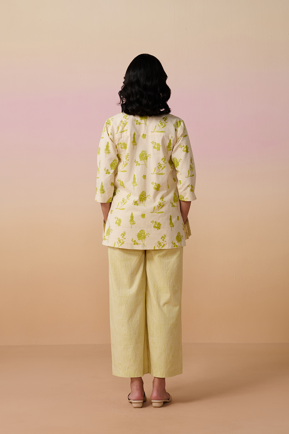 Ivory Cotton Hand Block Floral Print Coord Set