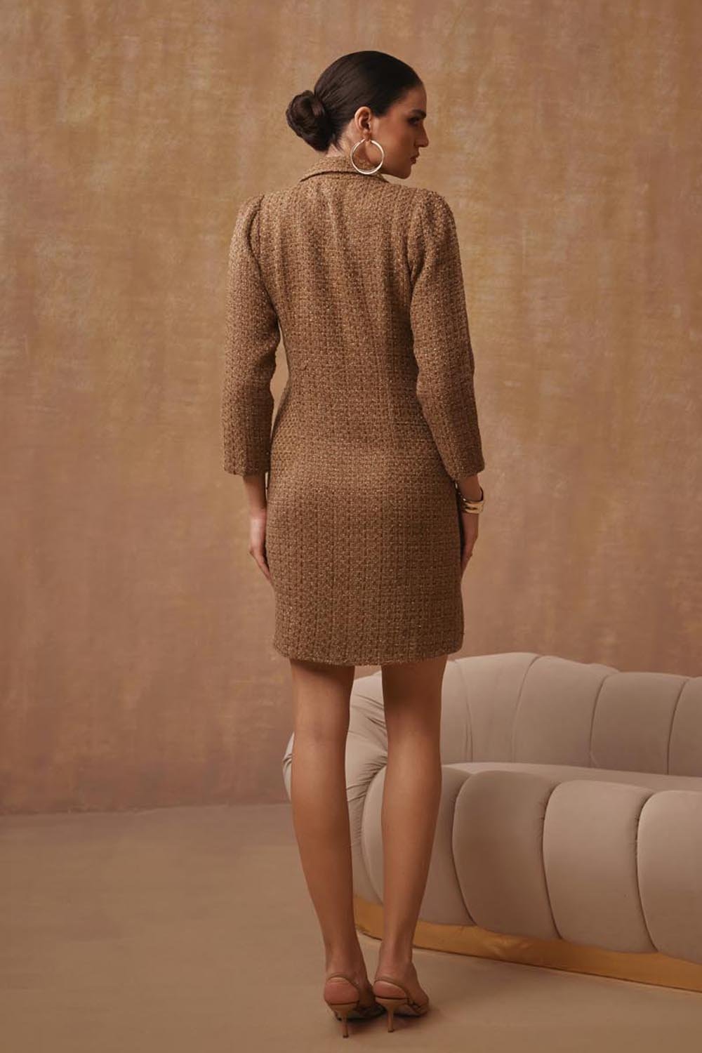 Metallic Tweed Blazer Dress