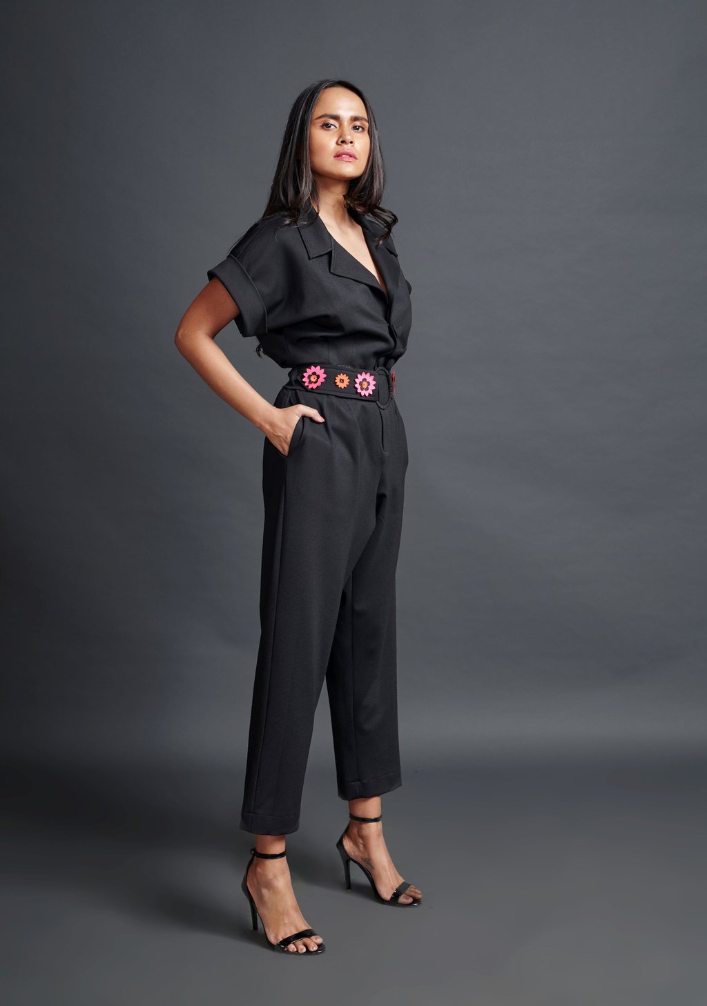 Collared Jumpsuit with Belt