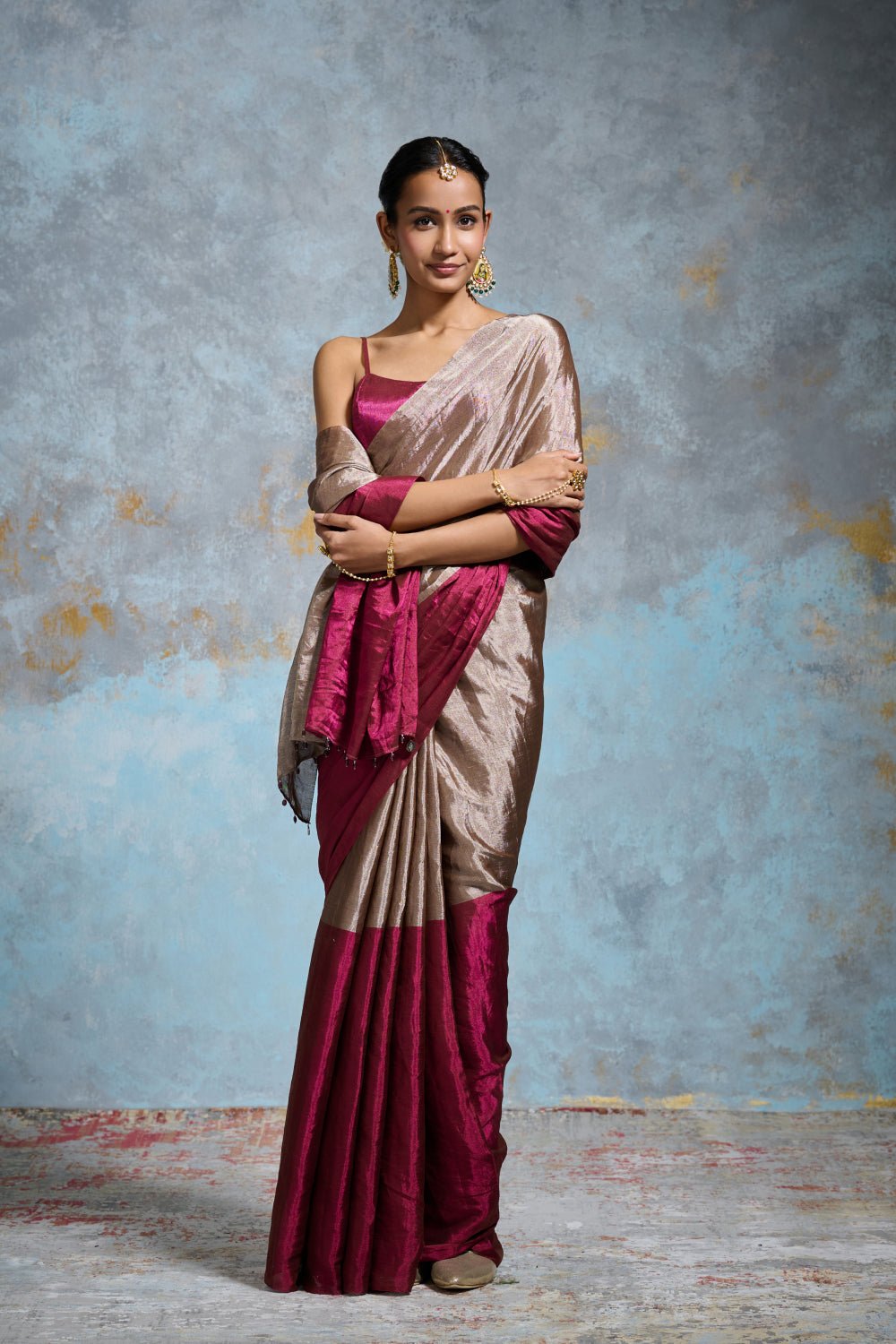 Ritiqa Tissue Silver & Pink Sarees