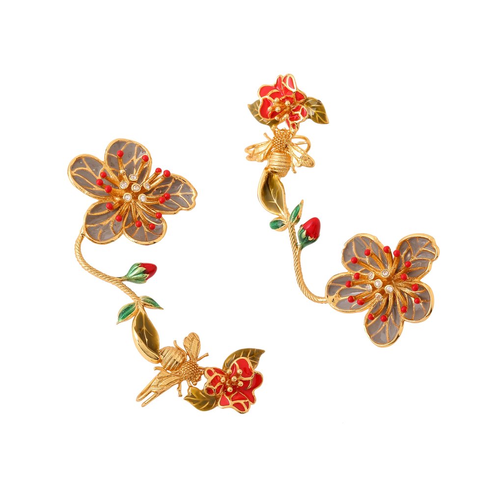 Oona Floral Ear Cuff - Grey