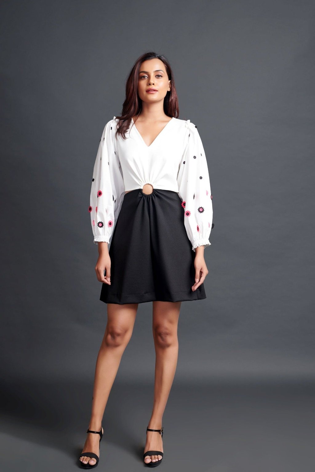 Cut Out Dress with Embroidery