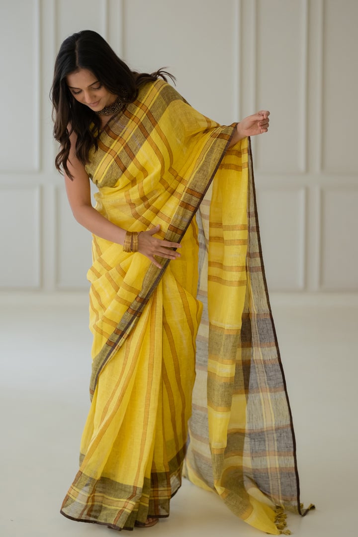 Marigold Linen Saree
