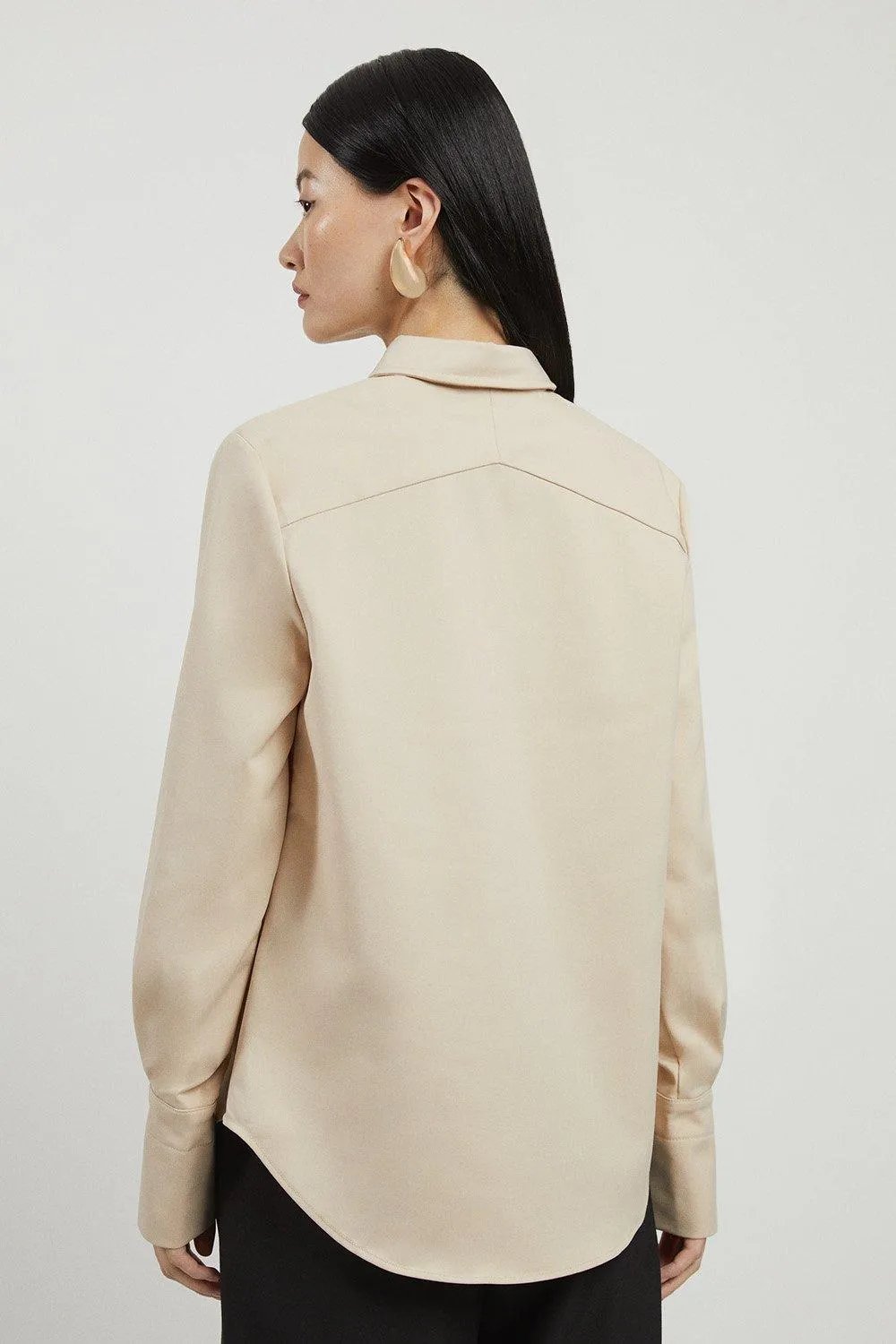 Techno Cotton Woven Shirt with Gold Clasp