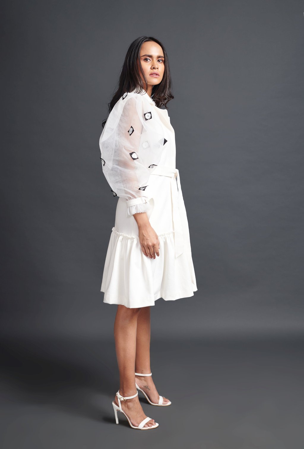 Jacket Dress with Cutwork Sleeves