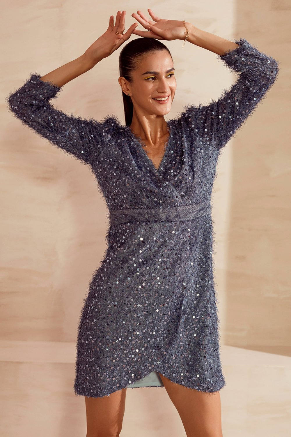 Party Stopper Fur-Sequin Dress