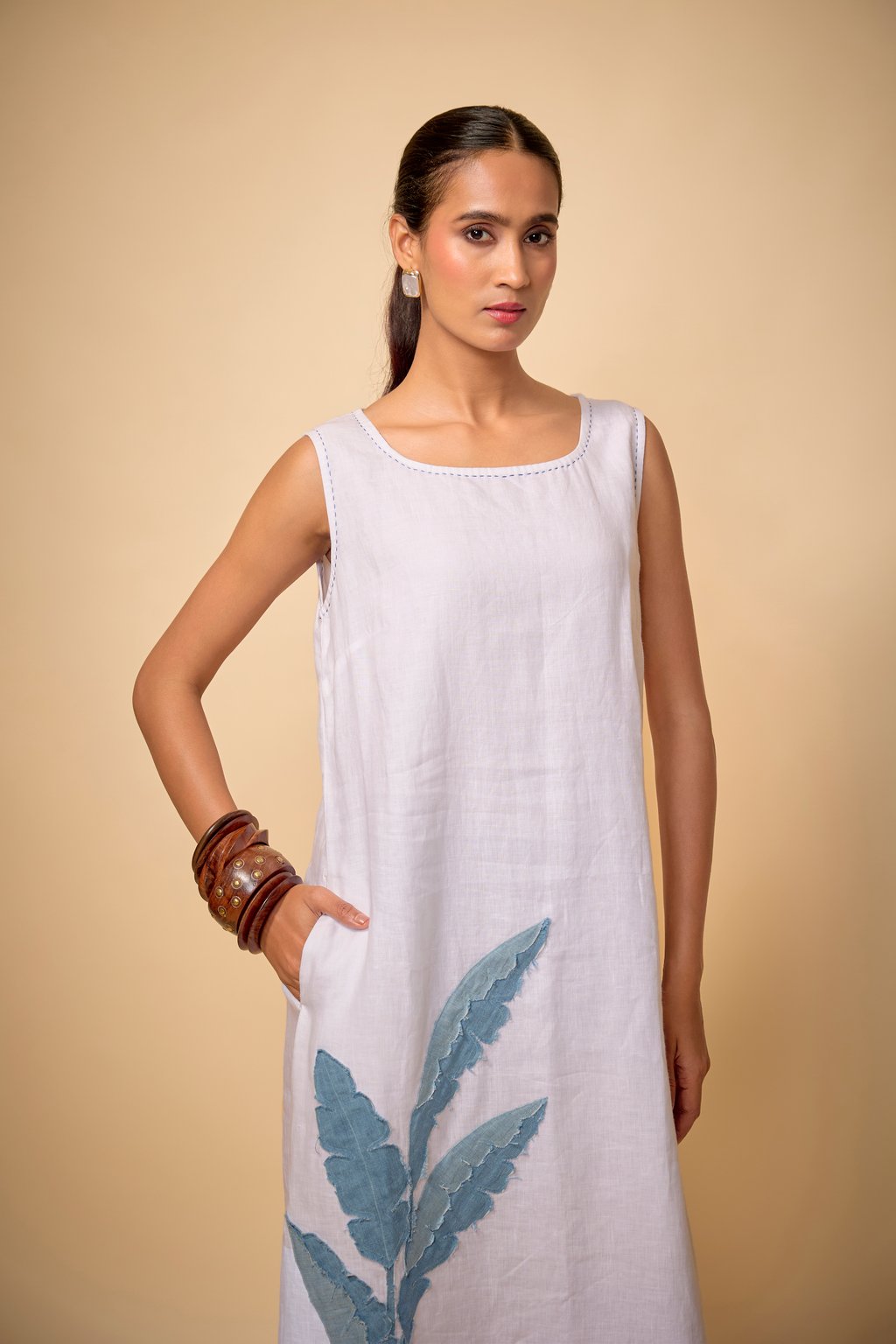 White Palm Laf Dress