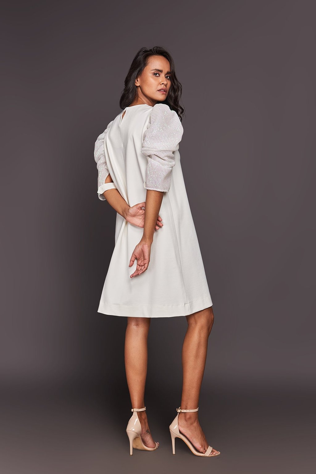 Sequin Sleeves Shift Dress