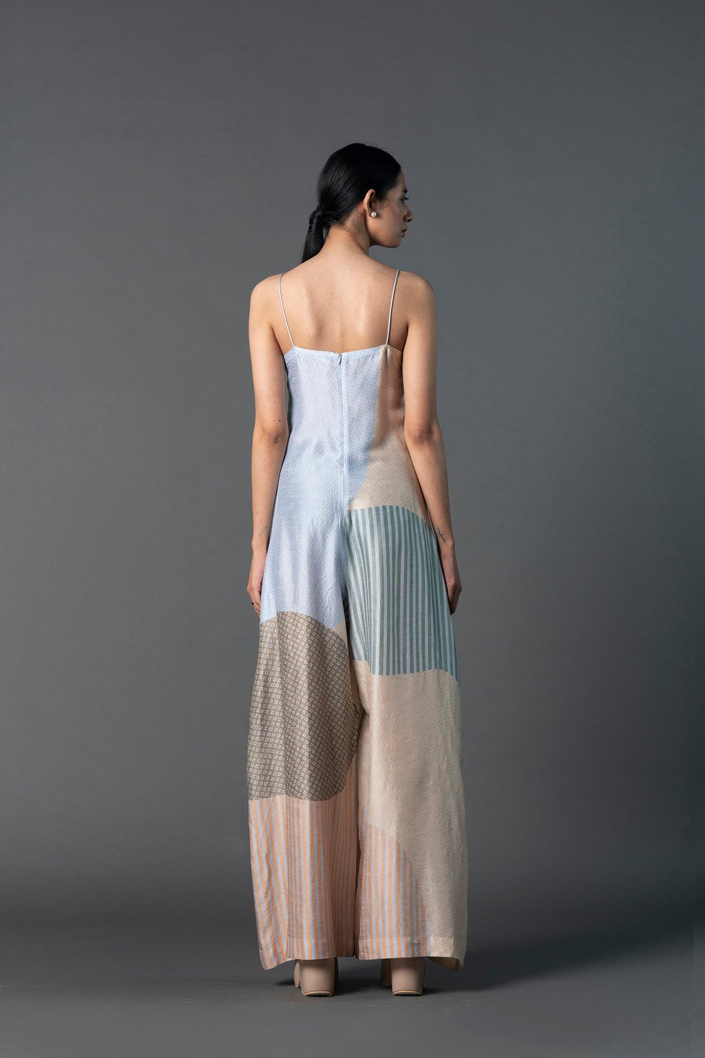 Array Bandhani Beige & Soft Blue Jumpsuit