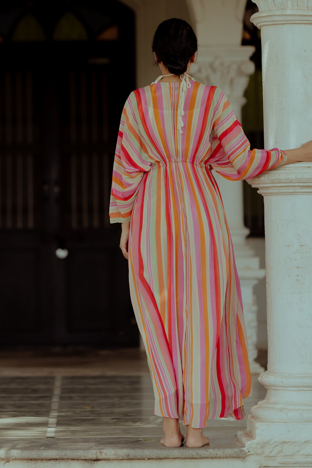 Multi-Coloured Striped Kaftan