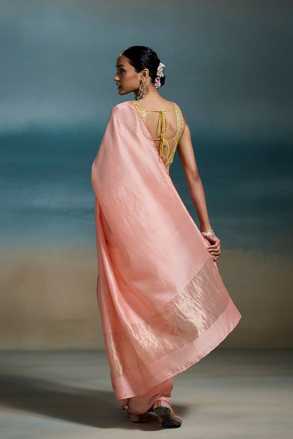 Dhriti Chanderi Peach Sarees