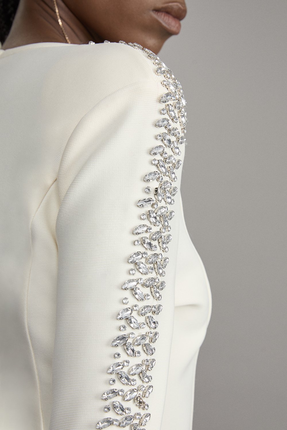 Figure Form Bandage Knit Embellished Top