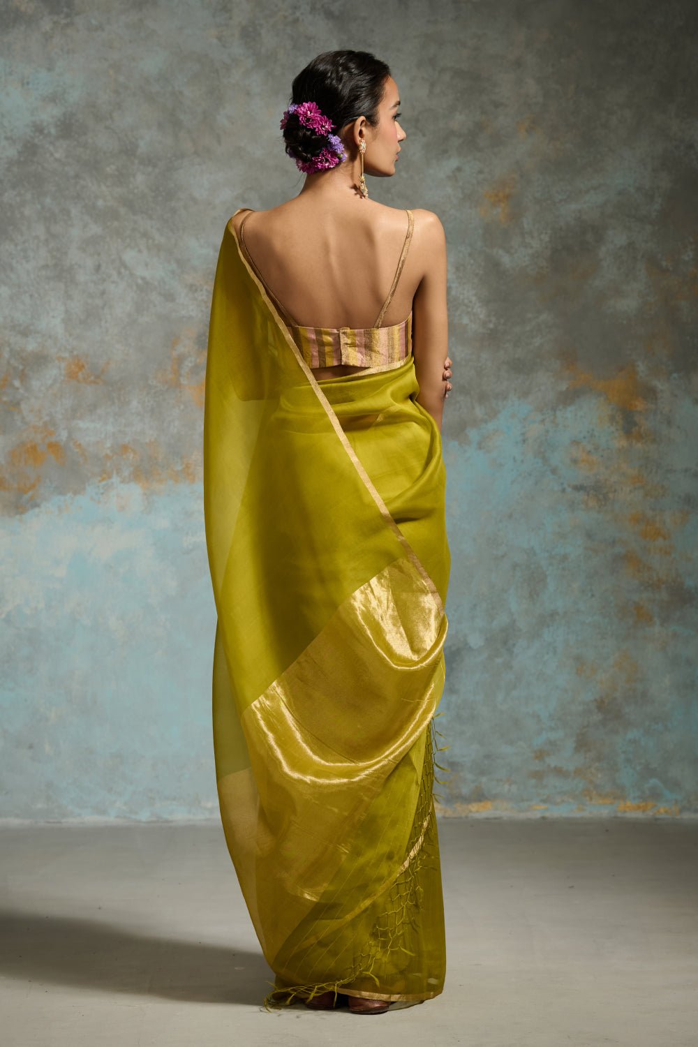 Ujjwala Organza Lime Green Sarees