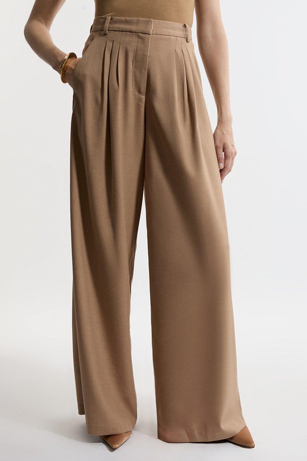 Tailored Wide Leg Darted Trousers