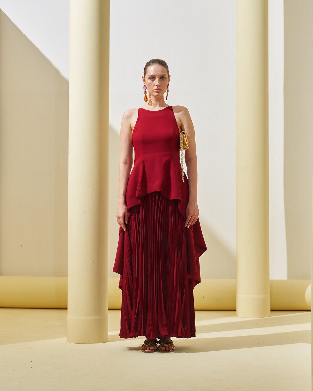 Peplum Pleated Gown