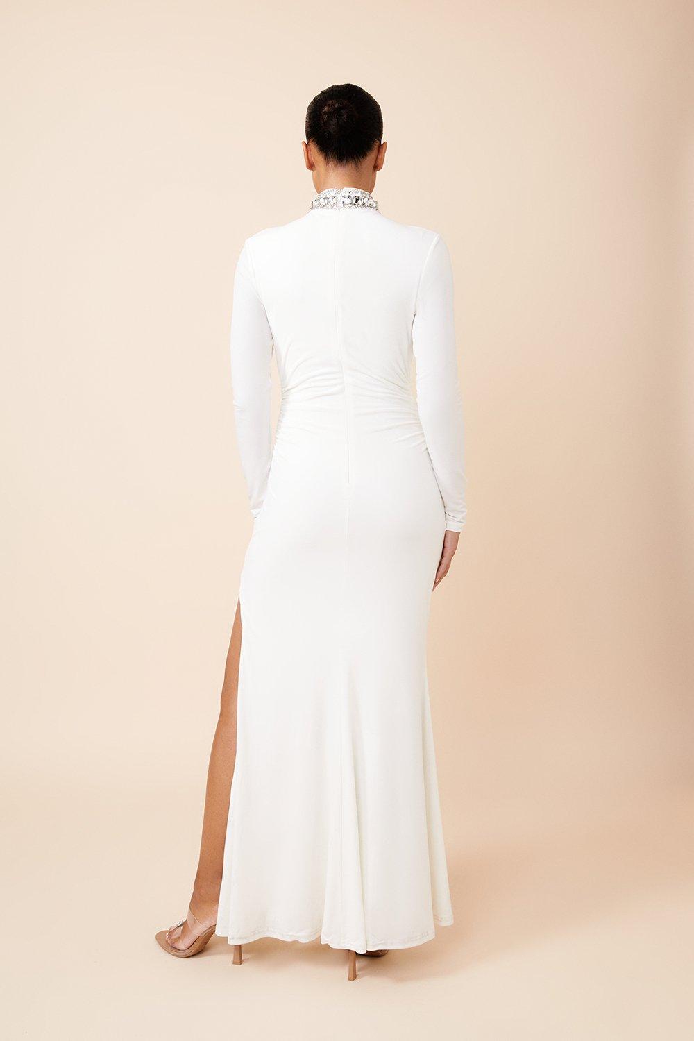 Embellished Jersey Crepe Maxi Dress