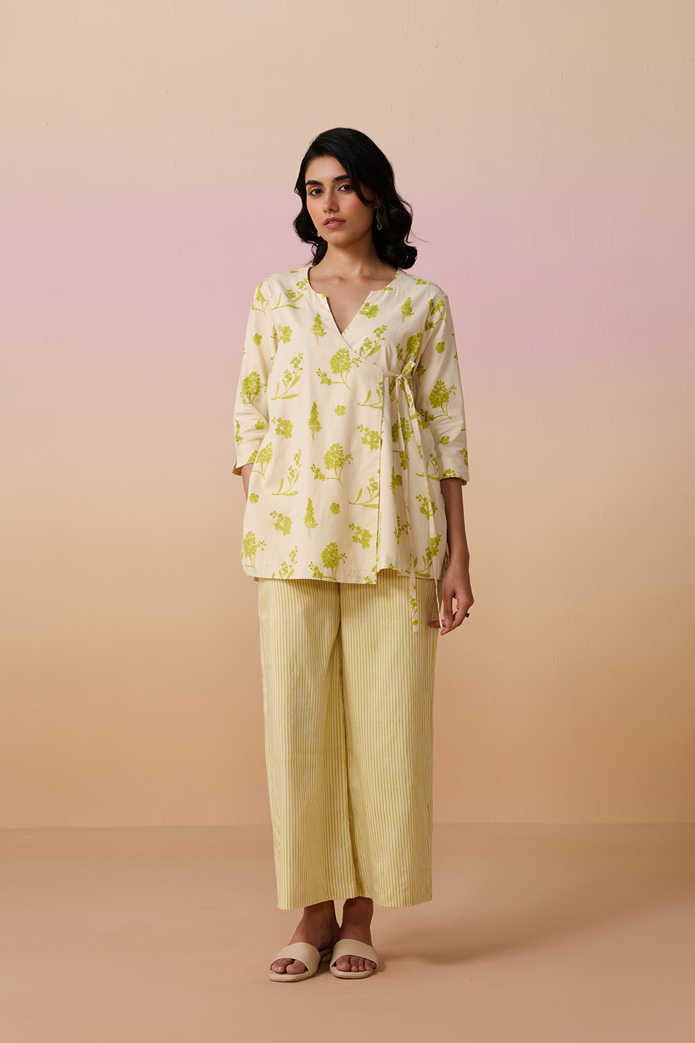 Ivory Cotton Hand Block Floral Print Coord Set