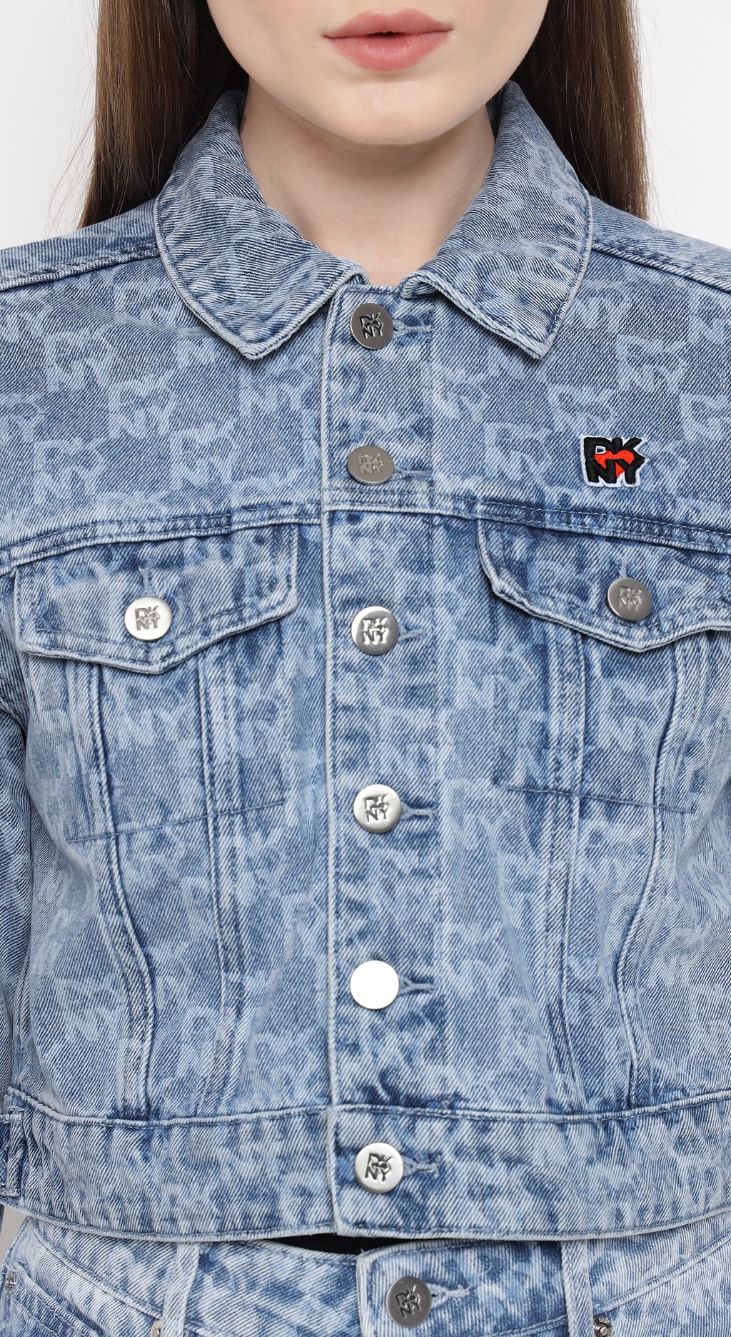 Denim Jacket with Allover Logo