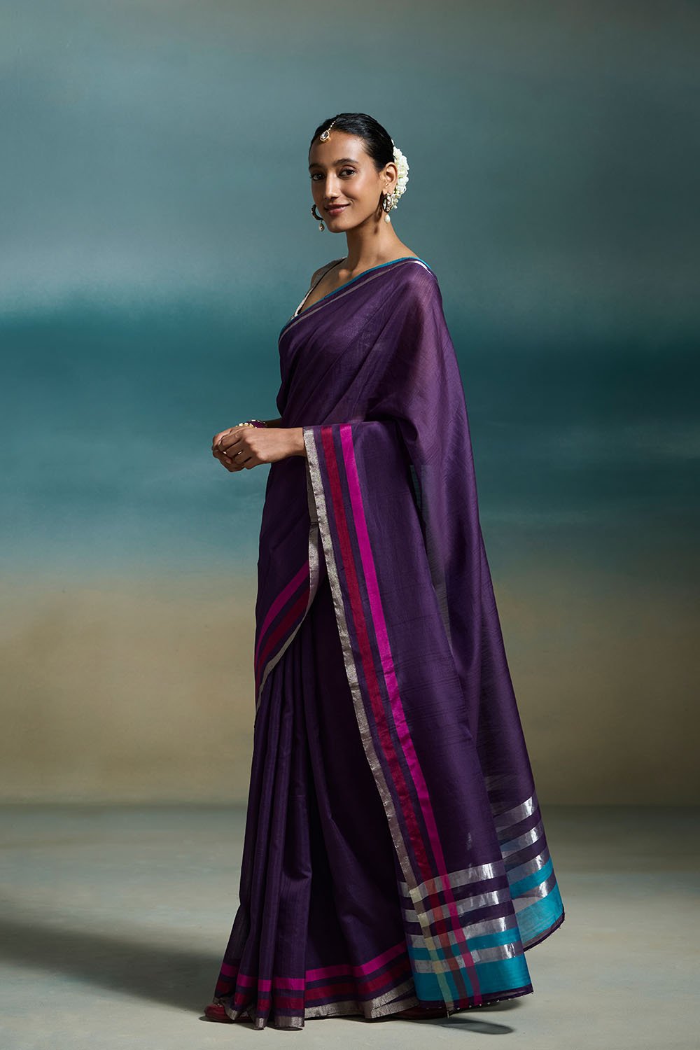 Vasavi Handloom Chanderi Purple Sarees