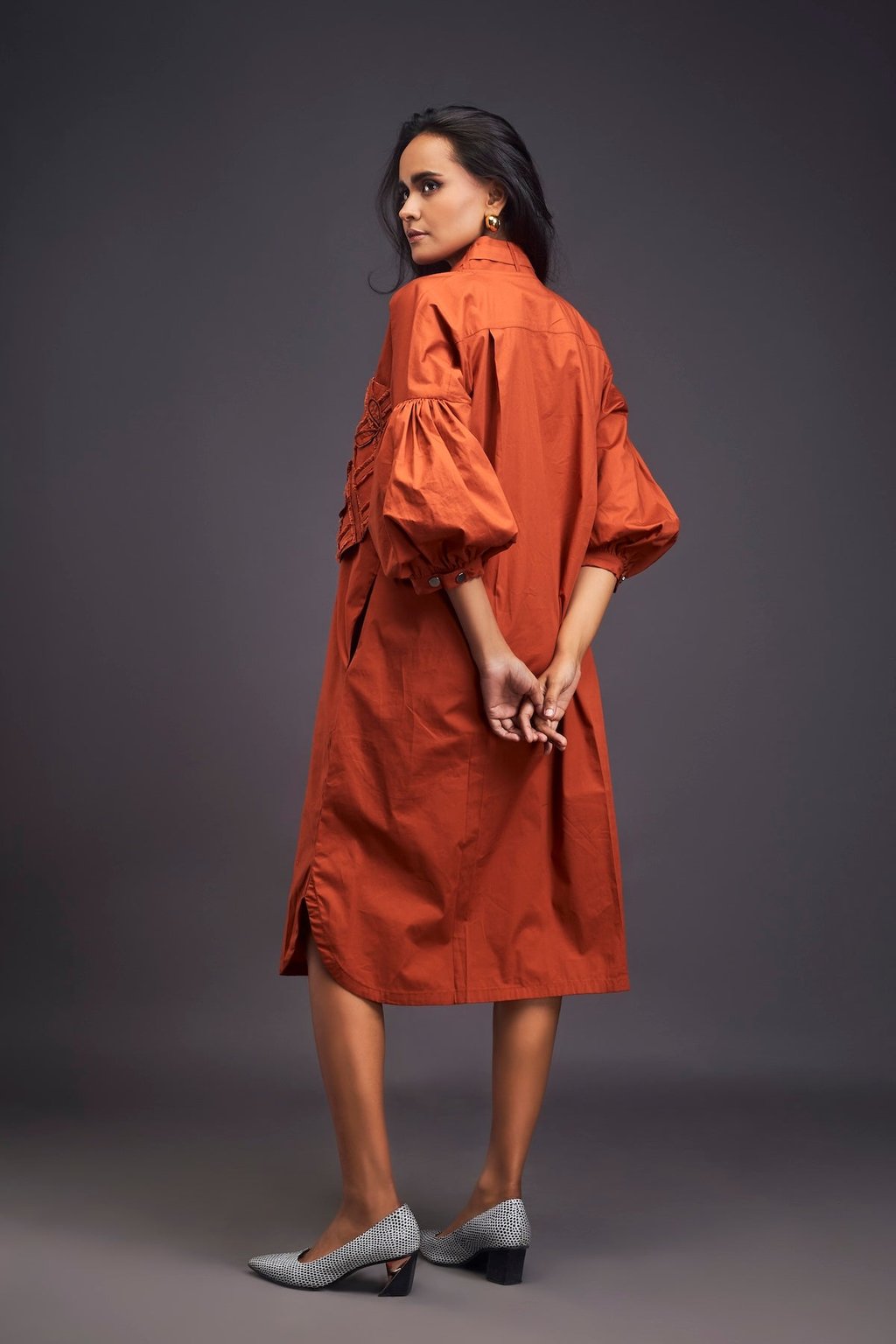 Oversized Shirt Dress with Embroidered Pocket