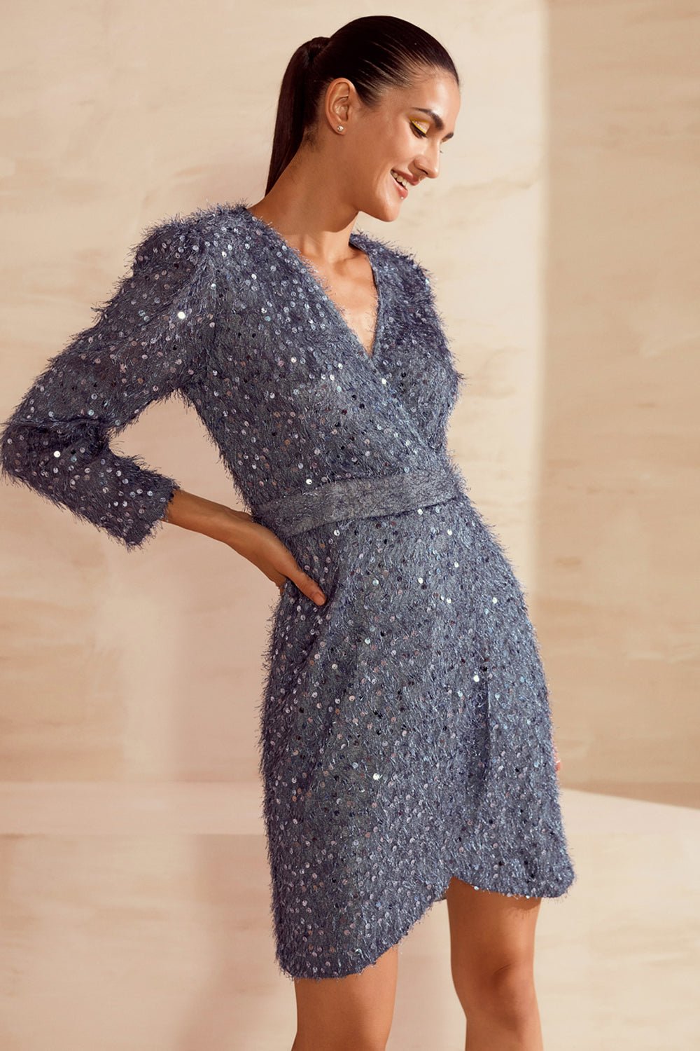 Party Stopper Fur-Sequin Dress