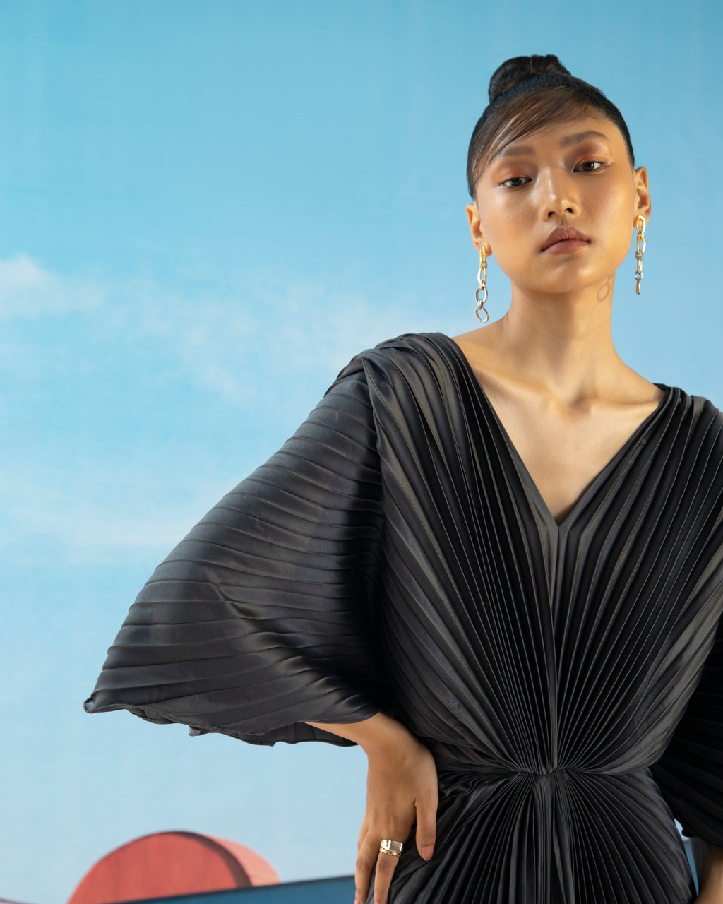 Pleated Winged Gown