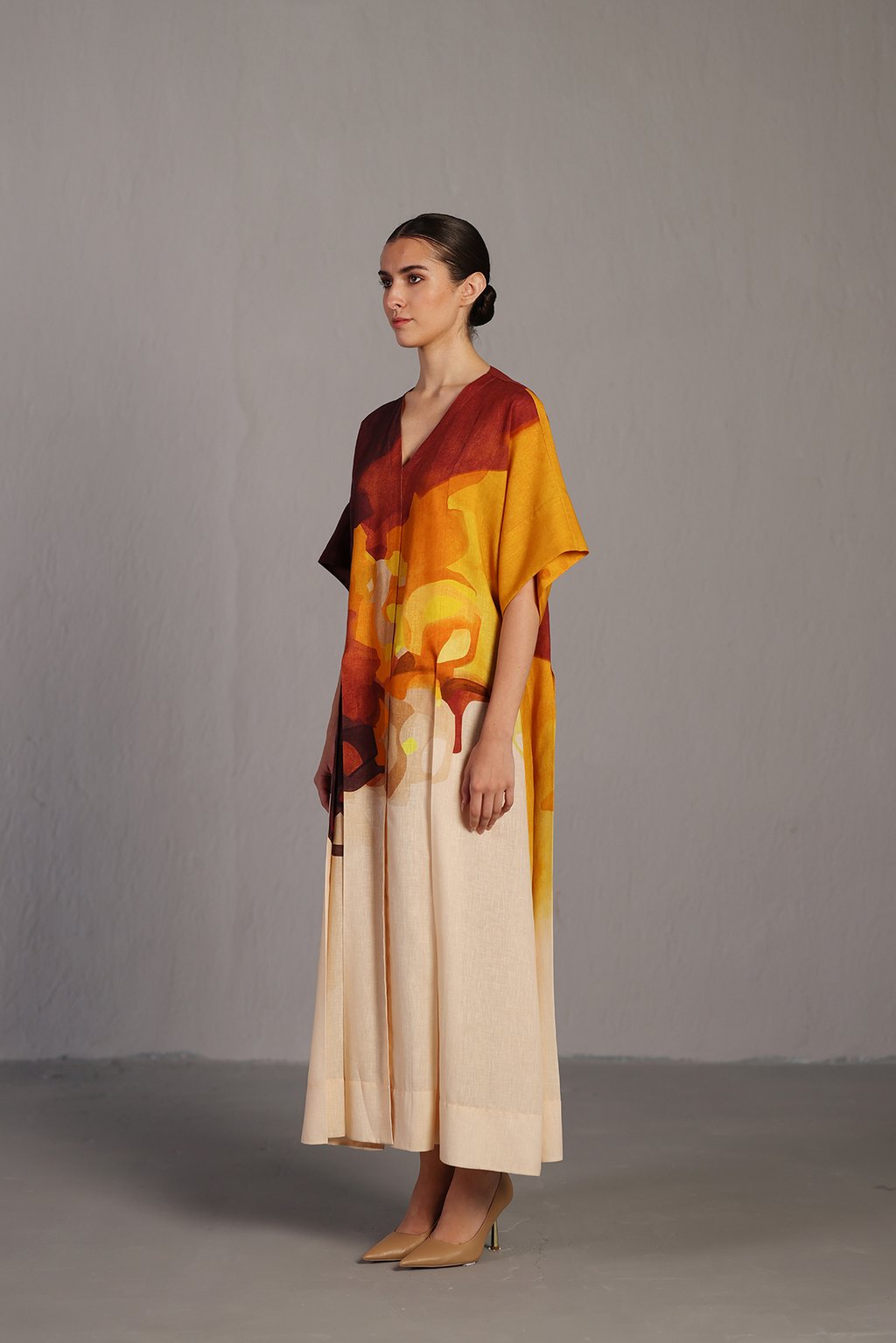 Diffuse Brown and Ochre Long Dress