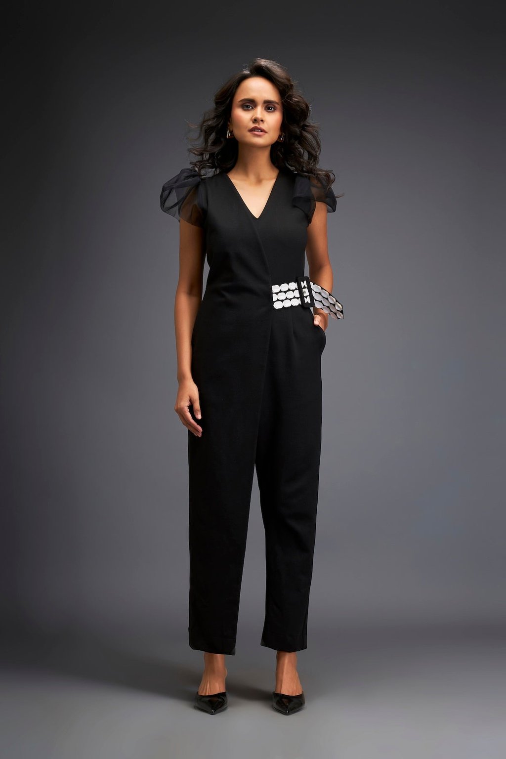 Overlap Jumpsuit with Statement Belt
