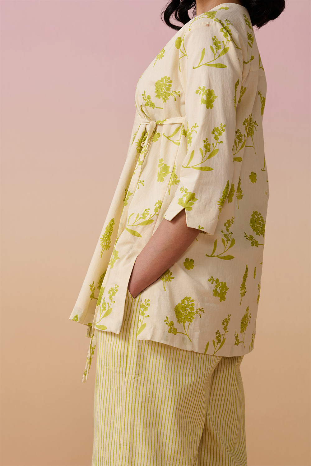 Ivory Cotton Hand Block Floral Print Coord Set