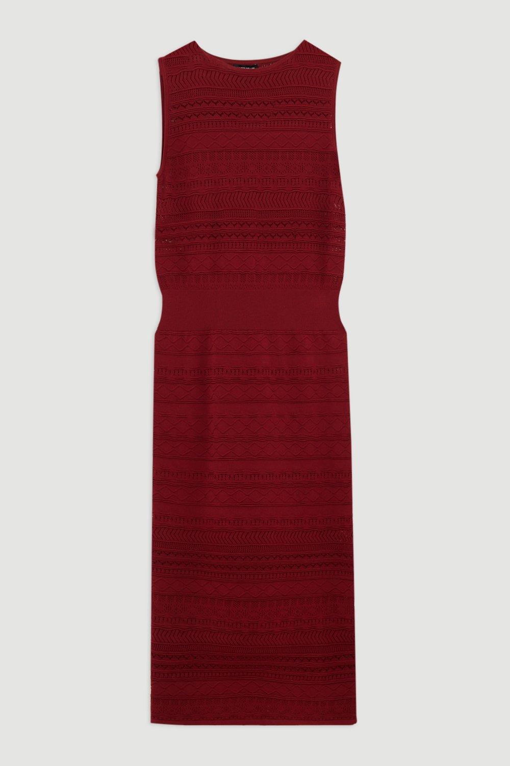 Pointelle Knit Racer Midi Dress