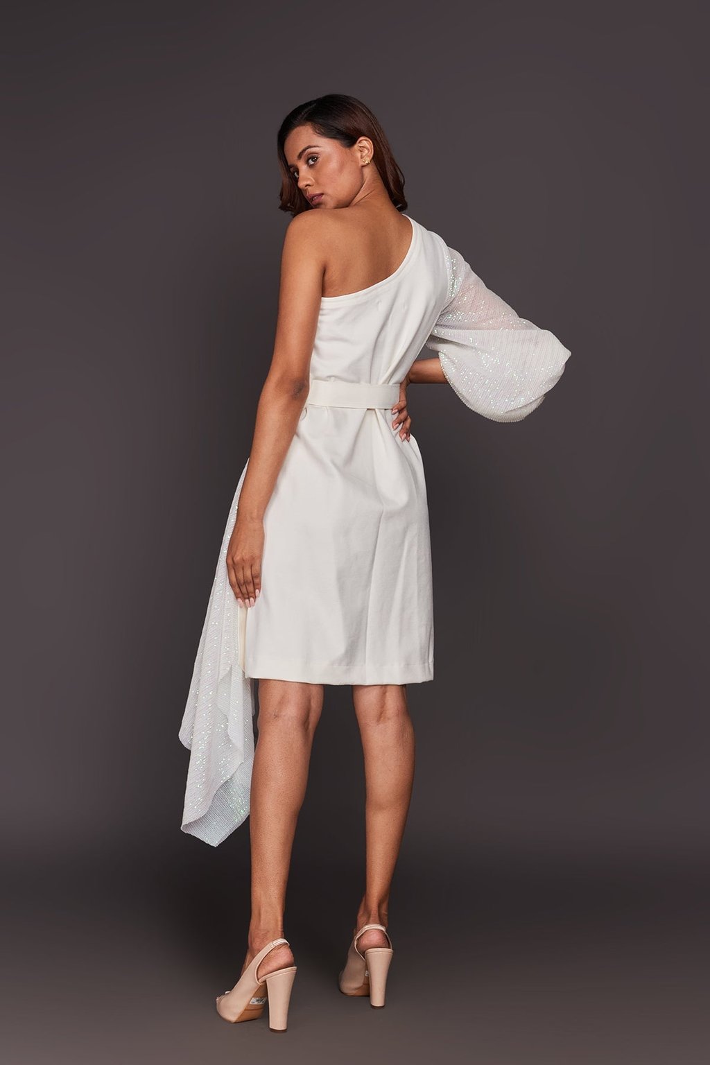 One Shoulder Dress with Belt