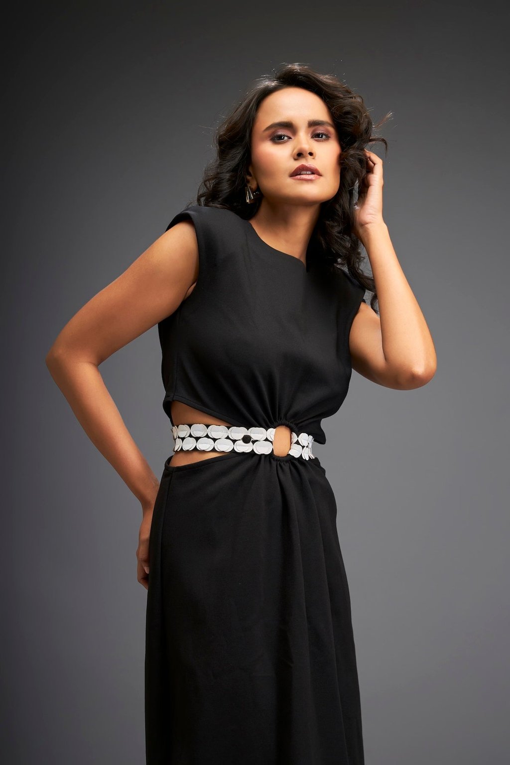 Waist Cut Out Dress Comes with Belt