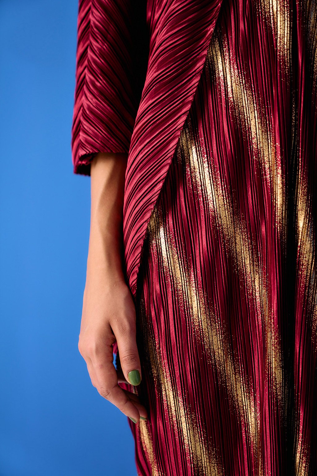 Two Tone Metallic Drape Dress