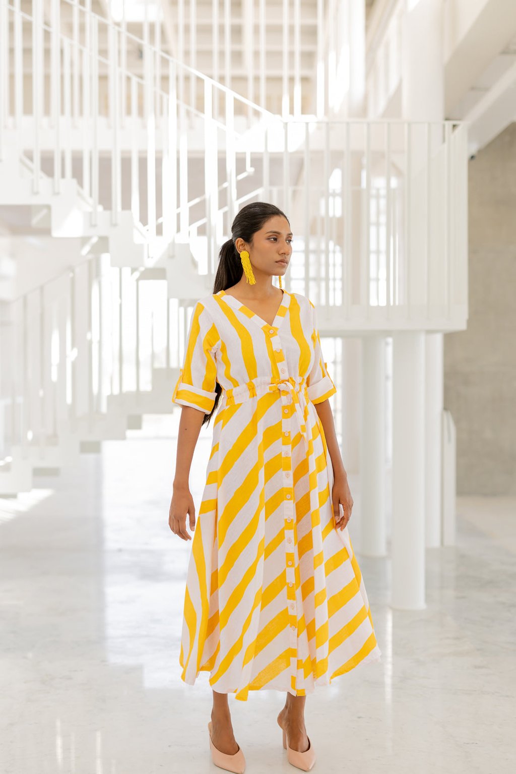 Lemonberry Draw-Cord Dress