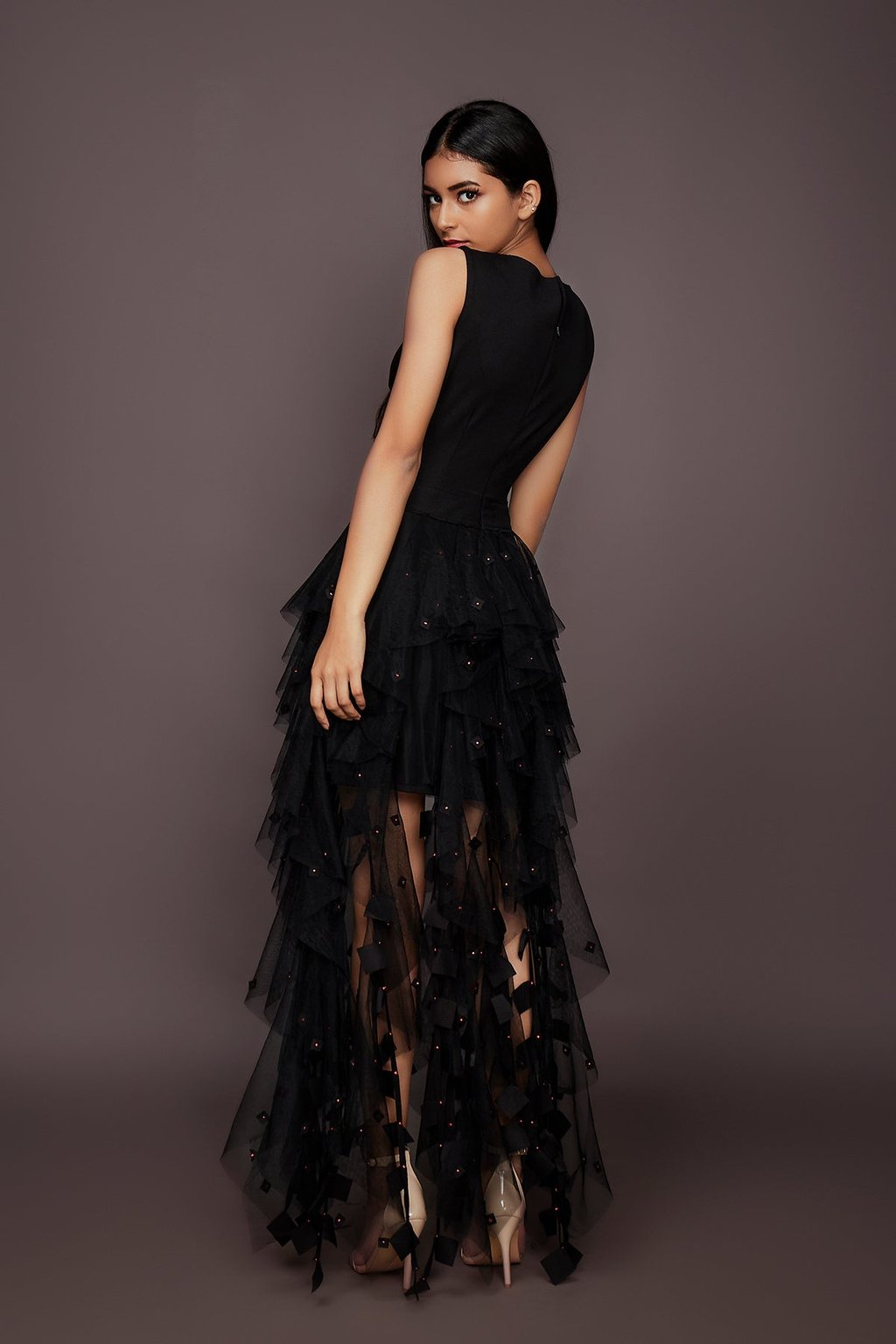 Net Ruffled Dress