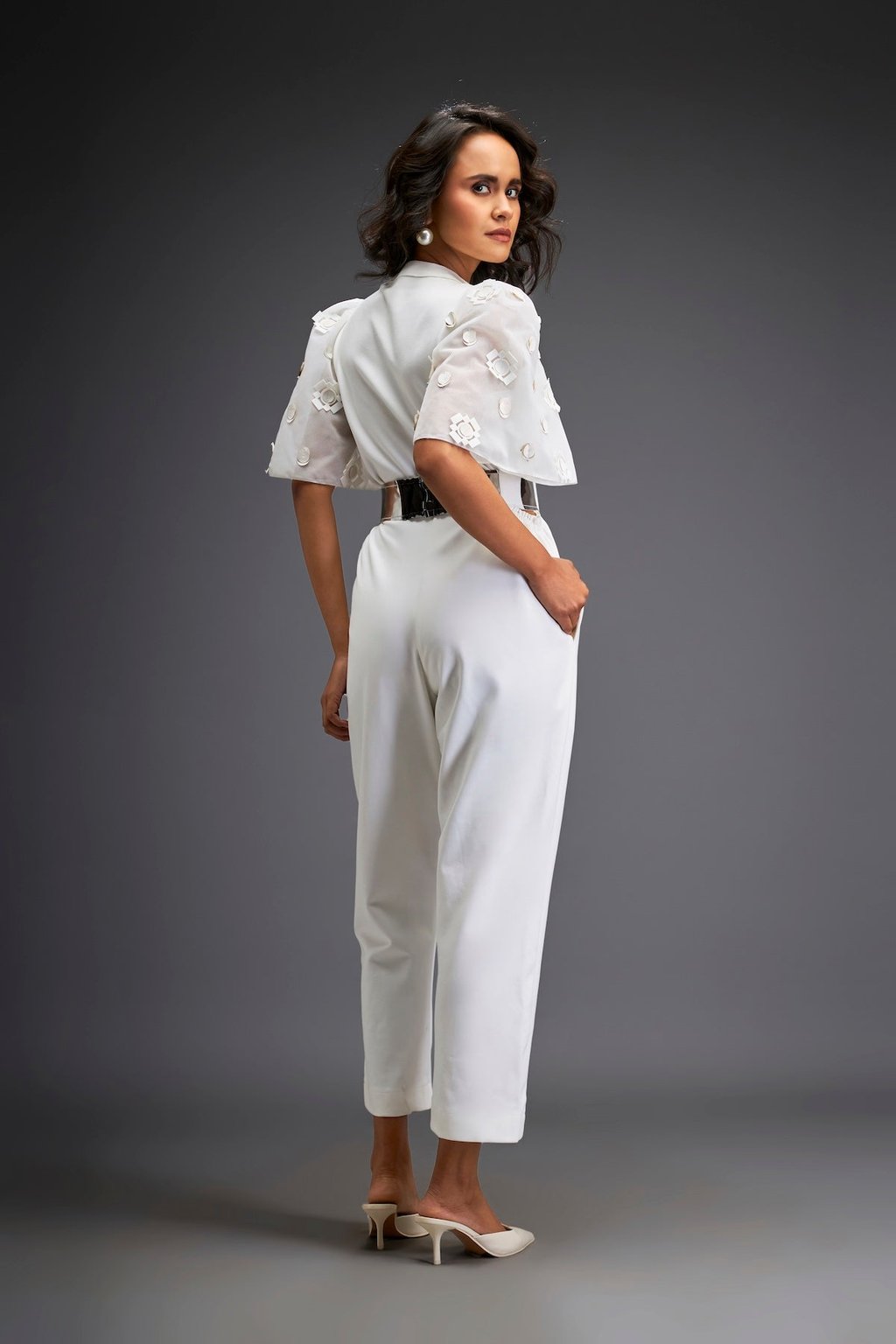 Waist Cut Out Jumpsuit Comes with Metallic Belt