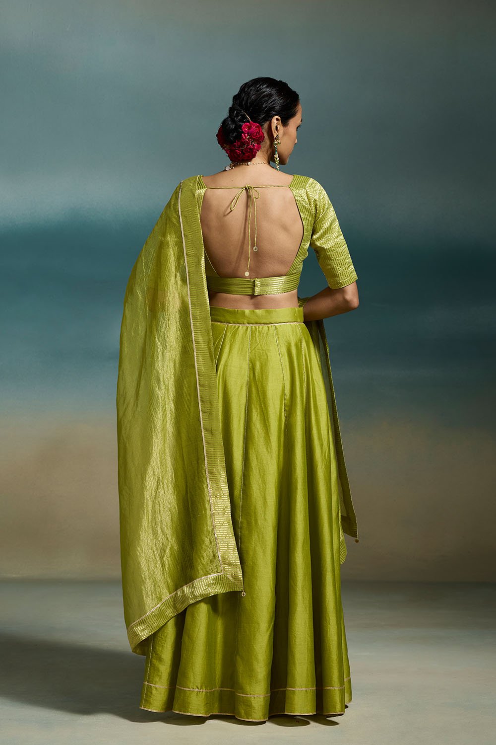 Rasmiya Chanderi Green Lehengas