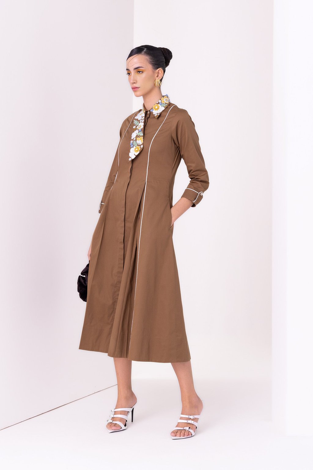 Miyake Dress Midi Tan