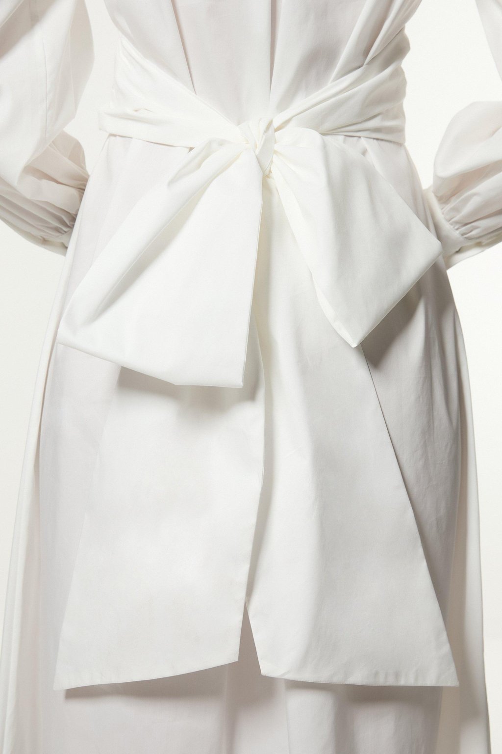 Cotton Poplin Drama Sleeve Woven Wrap Detail Shirt Dress