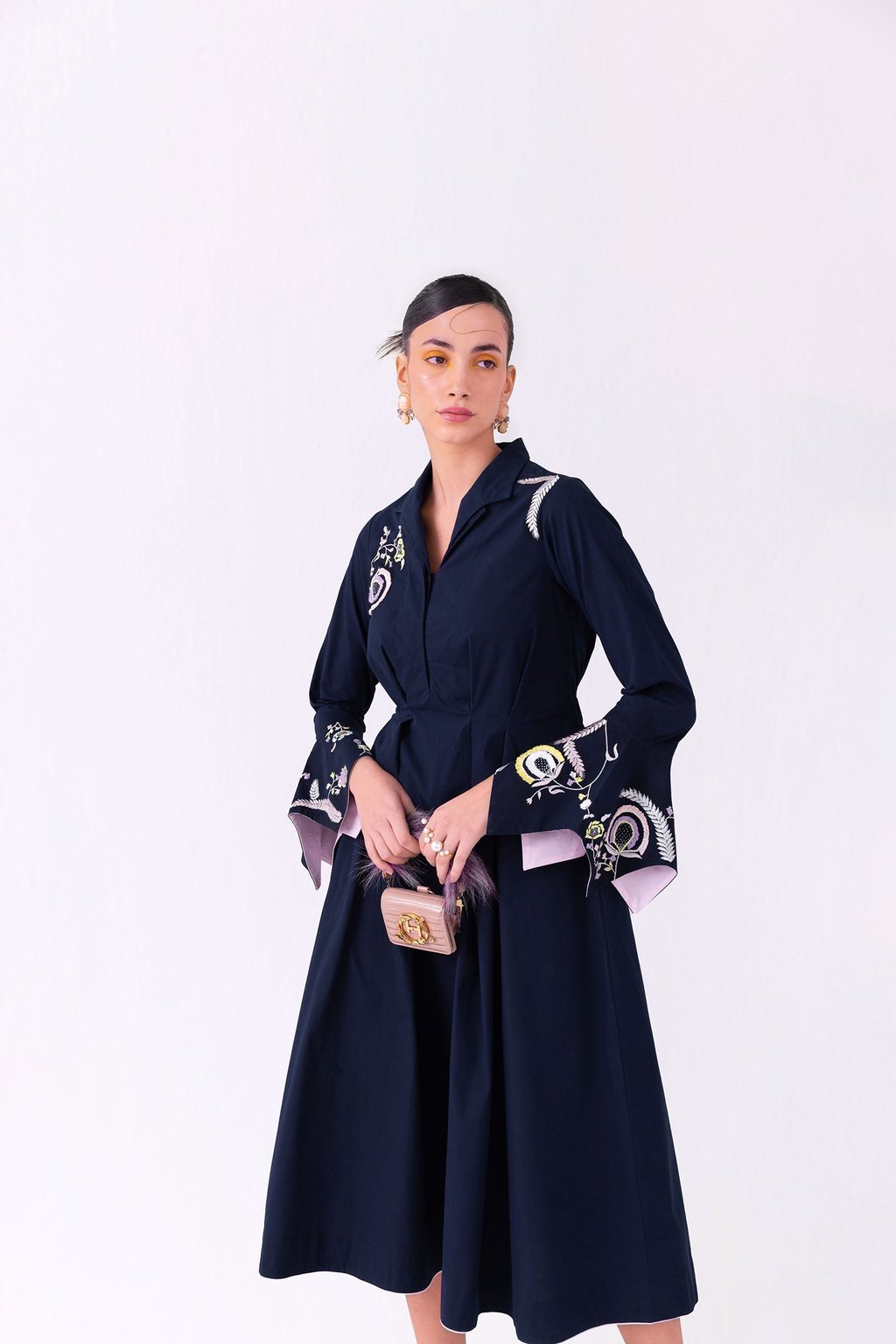 Paloma Dress Midi Navy