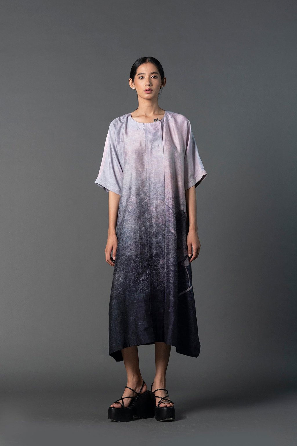 Array Bandhani Soft Greyish Purple Dress