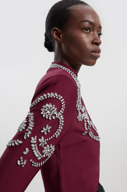 Figure Form Bandage Embellished Knit Jacket