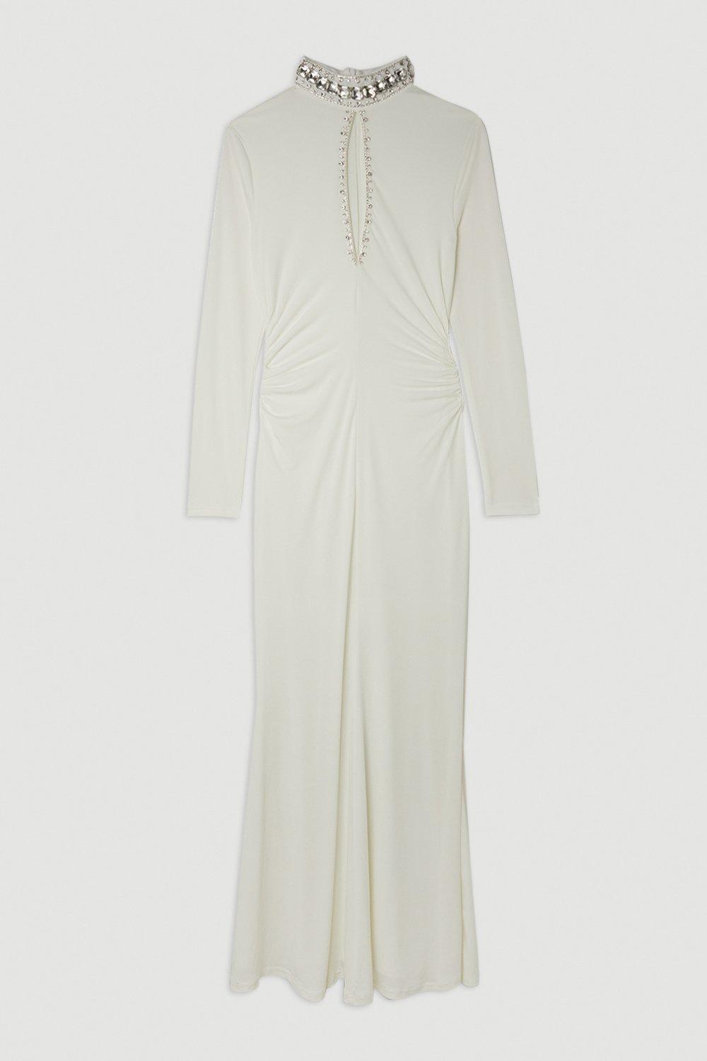 Embellished Jersey Crepe Maxi Dress